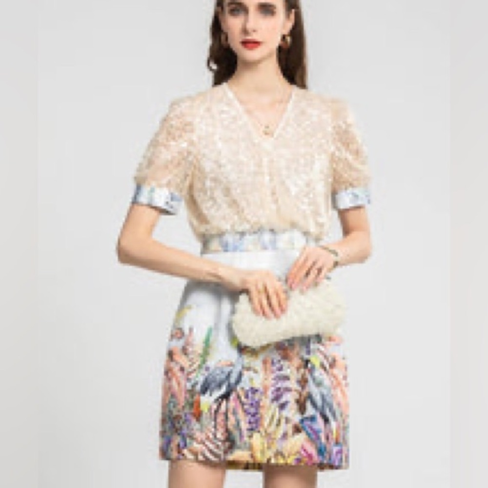 Unique Floral Bird Sequin Dress - Picture 9 of 9